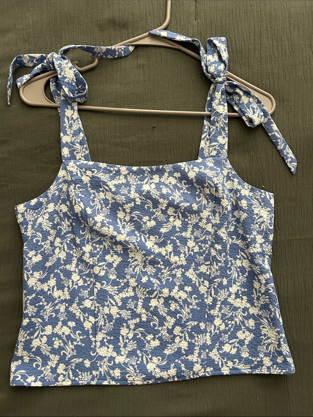 Old Navy Blue Floral Tie-Strap Camisole